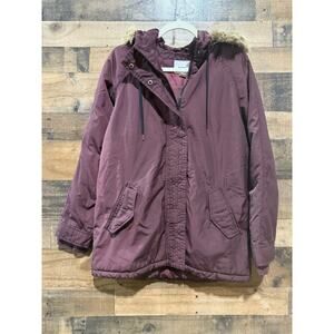 Old Navy Women’s Puffer Jacket with Fur Hood –Size Medium/Large-Purple